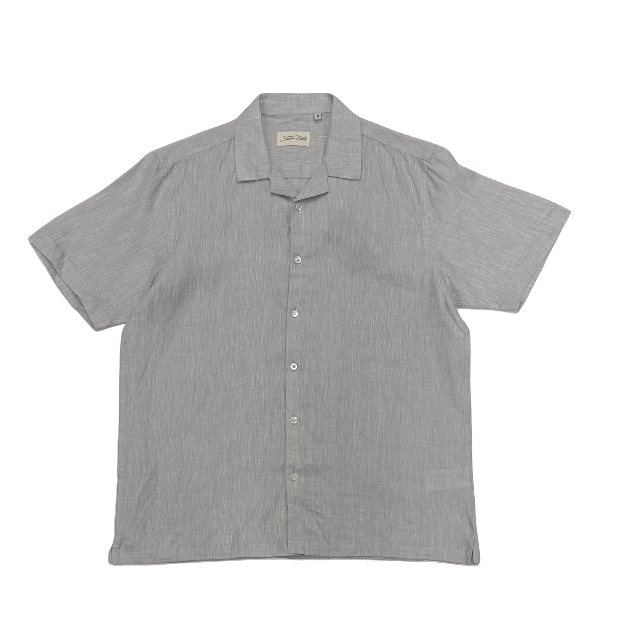 Stitch Note “The Lewis” Camp Collar Shirt (Light Grey) | Gents, Chaps ...